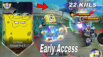 CYCLOPS SPONGEBOB SKIN GAMEPLAY!! 20 KILLS 😱 (Early Access) - Mobile Legends 