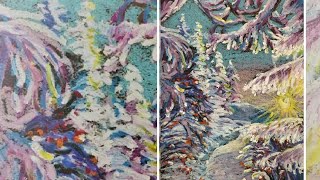 Масляная пастель. Зимний пейзаж для новичков. Oil pastels. Winter landscape for beginners.