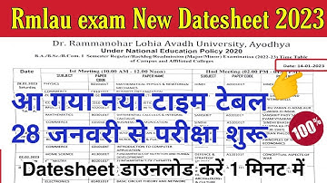 rmlau exam datesheet 2023| rmlau ba time table pdf 2023l