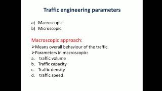 traffic engineering parameters | microscopic & macroscopic approach | traffic engineering