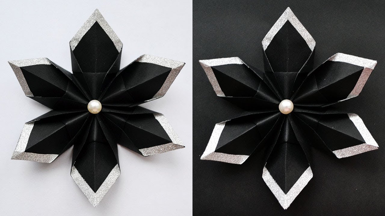 Amazing Paper Black & Silver FLOWER  Modular Origami Tutorial DIY 
