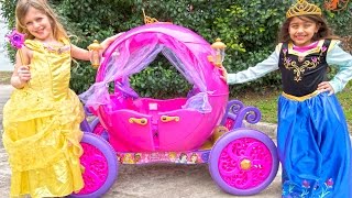 Ride On Princess Carriage - Pink Car for Girls Unboxing and Riding