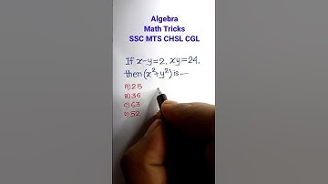 Algebra Shortcuts/ Tricks / Solutions| Algebra| Algebra Tricks| Math for SSC CGL GD CHSL| #shorts