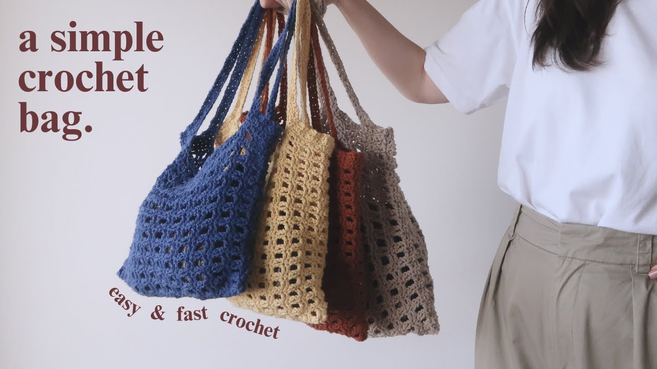 Easy Crochet Tote Bag Tutorial🧶how to make a cute mesh bag | Beginner ...
