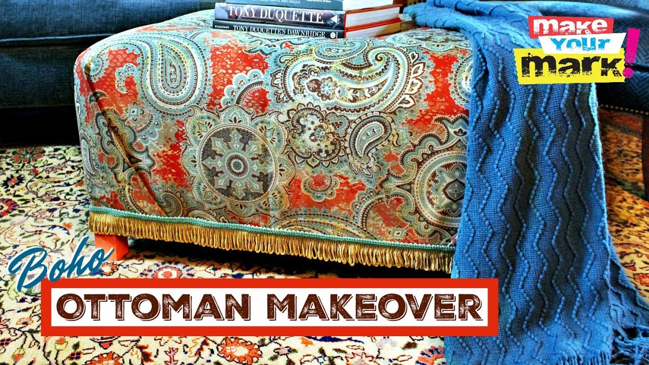 Boho Ottoman Makeover - Trash to Treasure DIY - YouTube