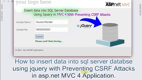Insert data into databse using jquery with Preventing CSRF Attacks in asp.net MVC 4 Application