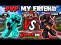 I pvp my friend in Apple mc minecraft server and I win