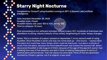 Starry Night Nocturne -- composed using MuseNet AI