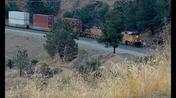 UNION PACIFIC Double header hugs the curves approaching Tehachapi loop 1 of 5