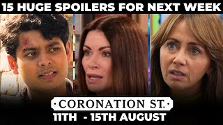 15 huge Coronation Street spoilers for next week | Monday 11th August - Friday 15th August 2025
