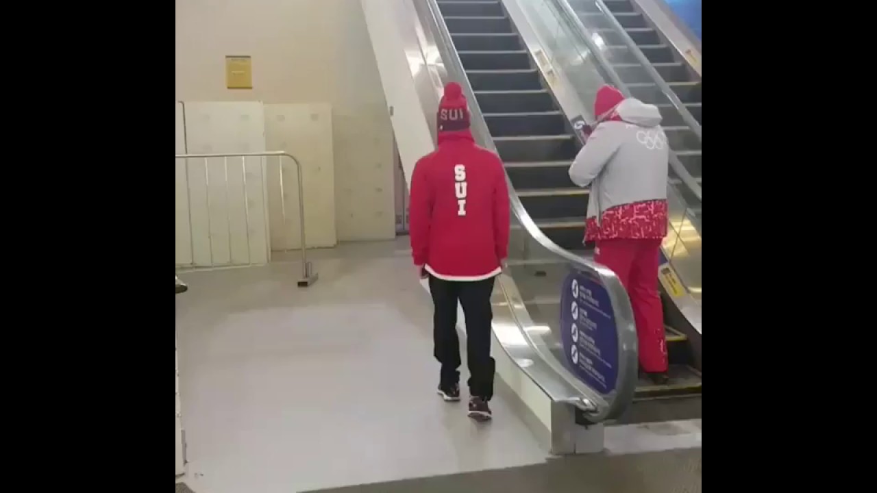 Swiss Ski Team Pulls Crazy Escalator Stunt At The Winter Olympics