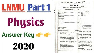 Lnmu bsc part 1 physics subsiadry objective answer key 2020