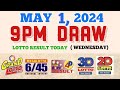 Lotto Result Today 9pm draw May 1, 2024 6/55 6/45 4D Swertres Ez2 PCSO