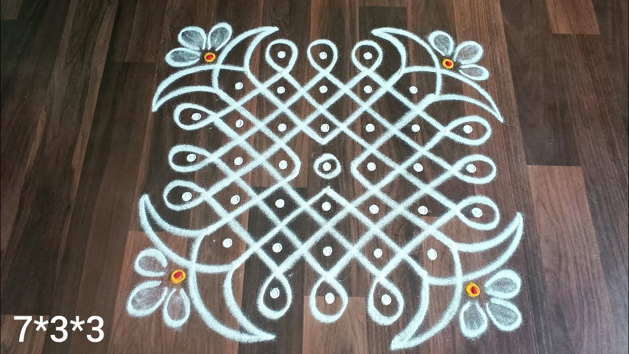 7*3*3 புள்ளி மாசி மாத கோலம். Padi kolam designs for beginners. Rangoli / Muggulu @Artsofnila 