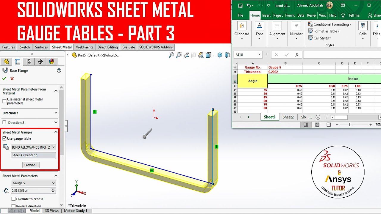 solidworks sheet metal gauge table download