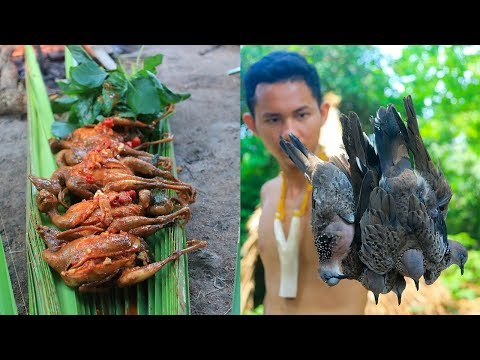 Primitive Technology: Finding Quail in the forest and Cooking Quail Eating Delicious