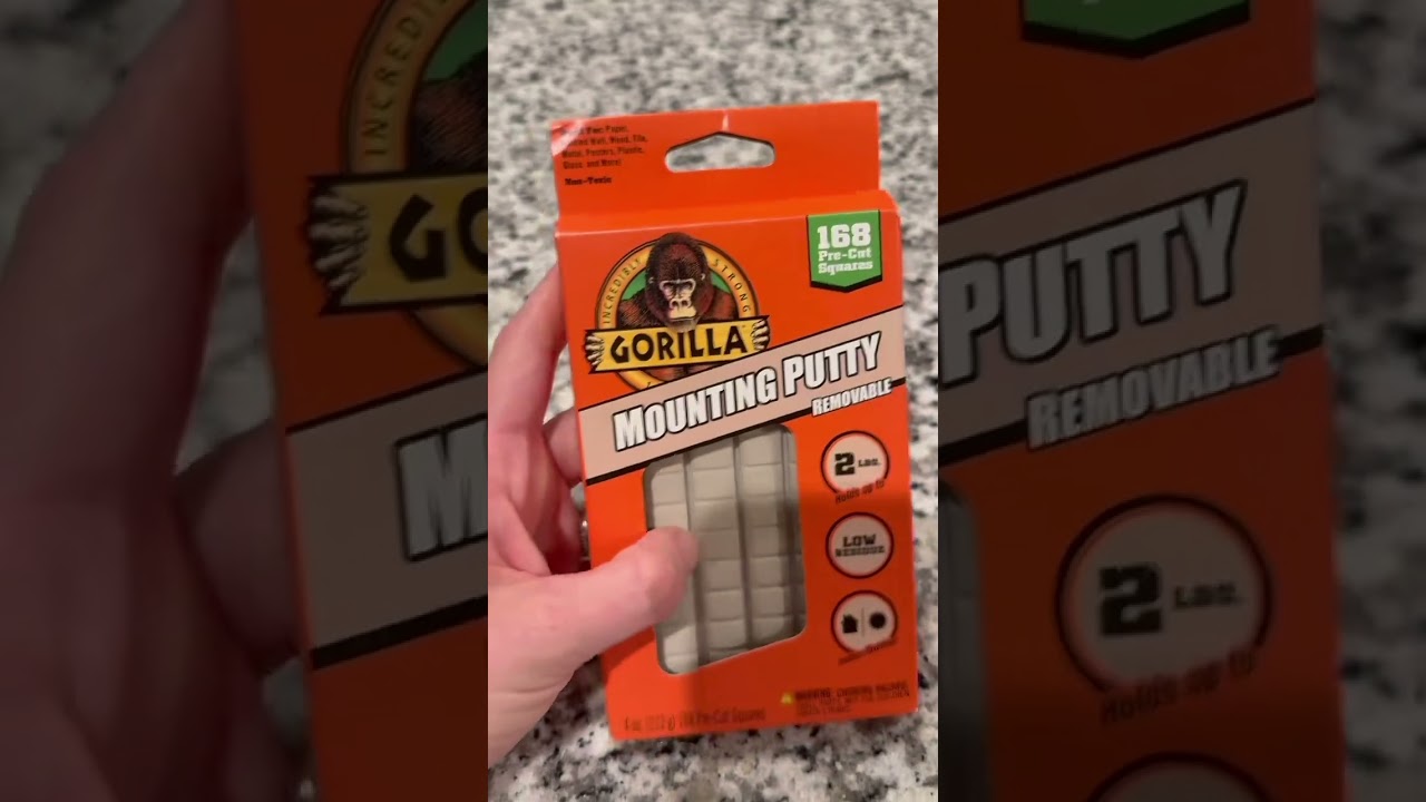 Gorilla Mounting Putty, Natural Tan Color, 168 Pre-Cut Squares (Pack of 1) - Non-Toxic Removable