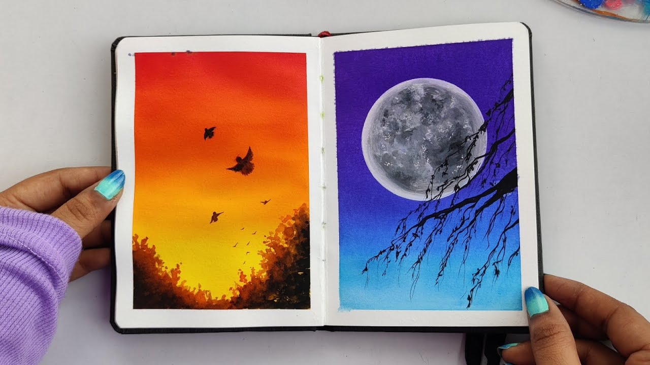 How to paint moon in watercolour/stepbystep/tutorial/nightsky/moon