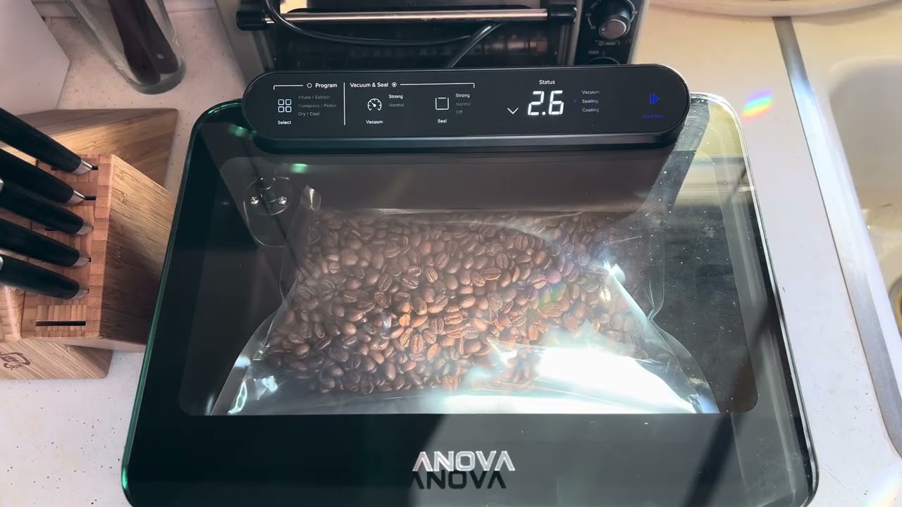 Anova Precision Chamber Vacuum Sealer - Mt Comfort Whole Bean Coffee Organic Peru