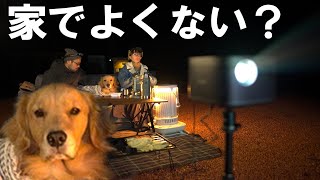 わざわざ寒空の下で映画鑑賞する意味が理解できない愛犬