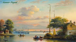 Oil Painting Landscape Nice Morning by Yasser Fayad