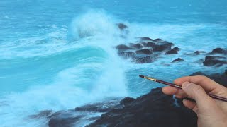 How to paint water - surf wave painting tutorial