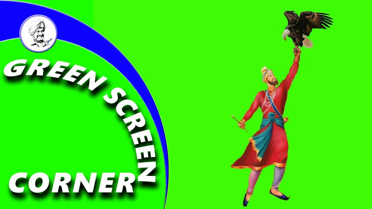 GURU GOBIND SINGH BAAZ SITTING ON HAND - EAGLE KHALSA SIKH Green Screen Corner Chrome Key Animation