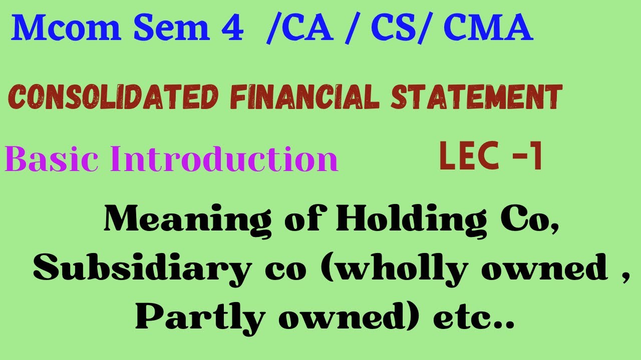 Cfs Intercom 01 -Mcom SEM 4/CA Inter - Consolidated Financial Statement CFS- Basic ...