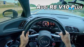 Тест-драйв Audi R8 V10 Plus 2017 от первого лица — Huracan в деловом костюме (бинауральный звук)