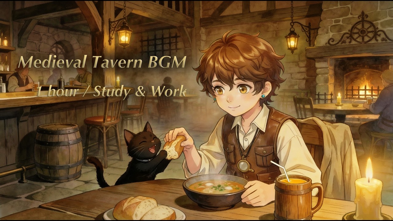Cozy Fantasy BGM | Medieval Tavern Night - Study & Work