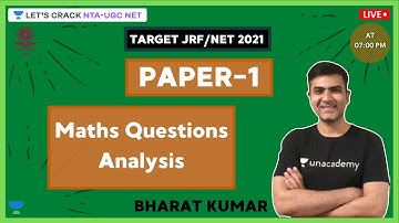 Maths Questions Analysis | Target NTA-UGC NET Paper-1 for 2020/2021 | Kumar Bharat