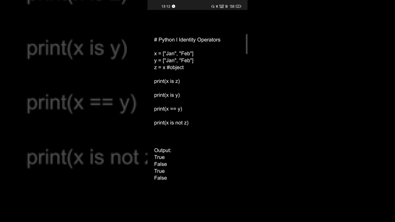 Python l Identity Operators