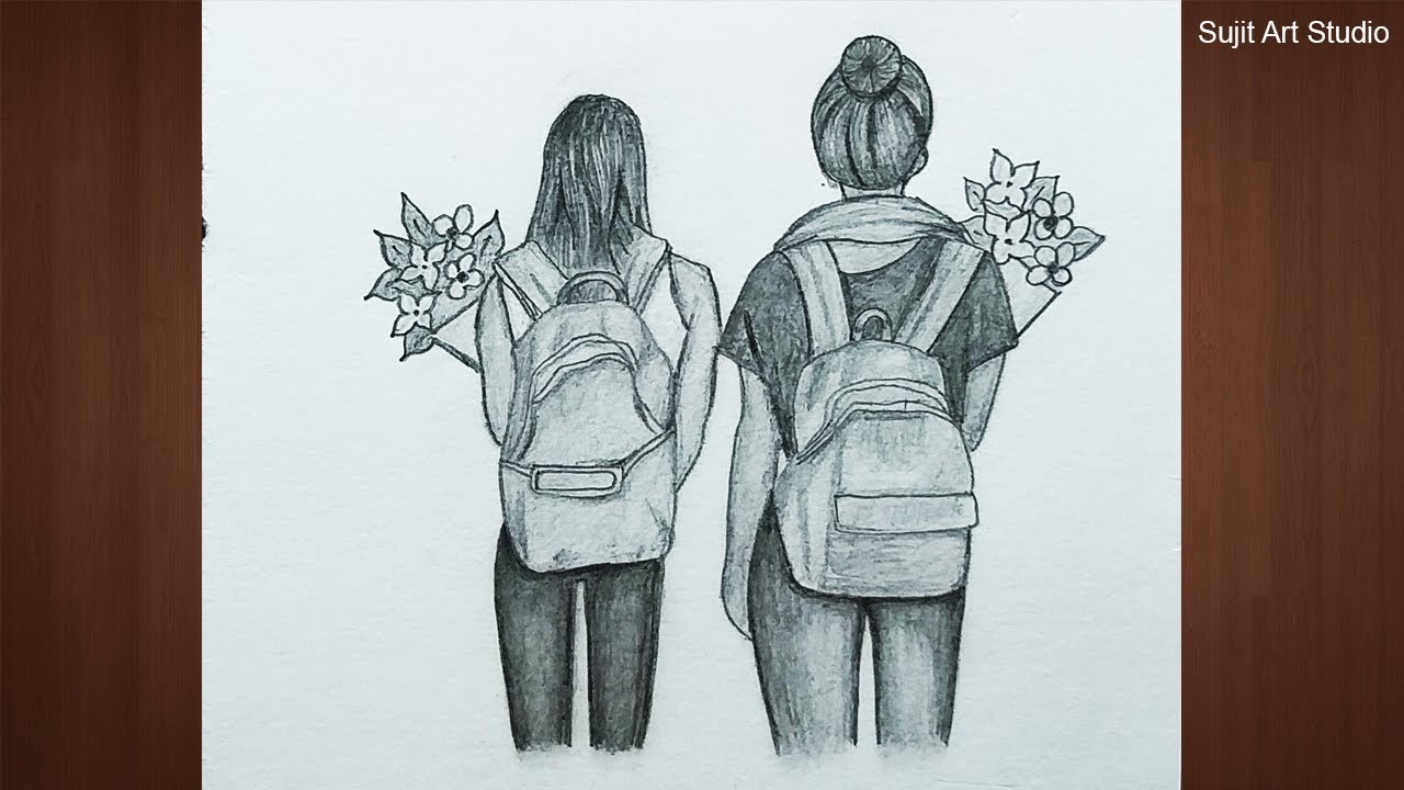 Friendship Day Drawing (Very Easy) with Pencil Sketch ...