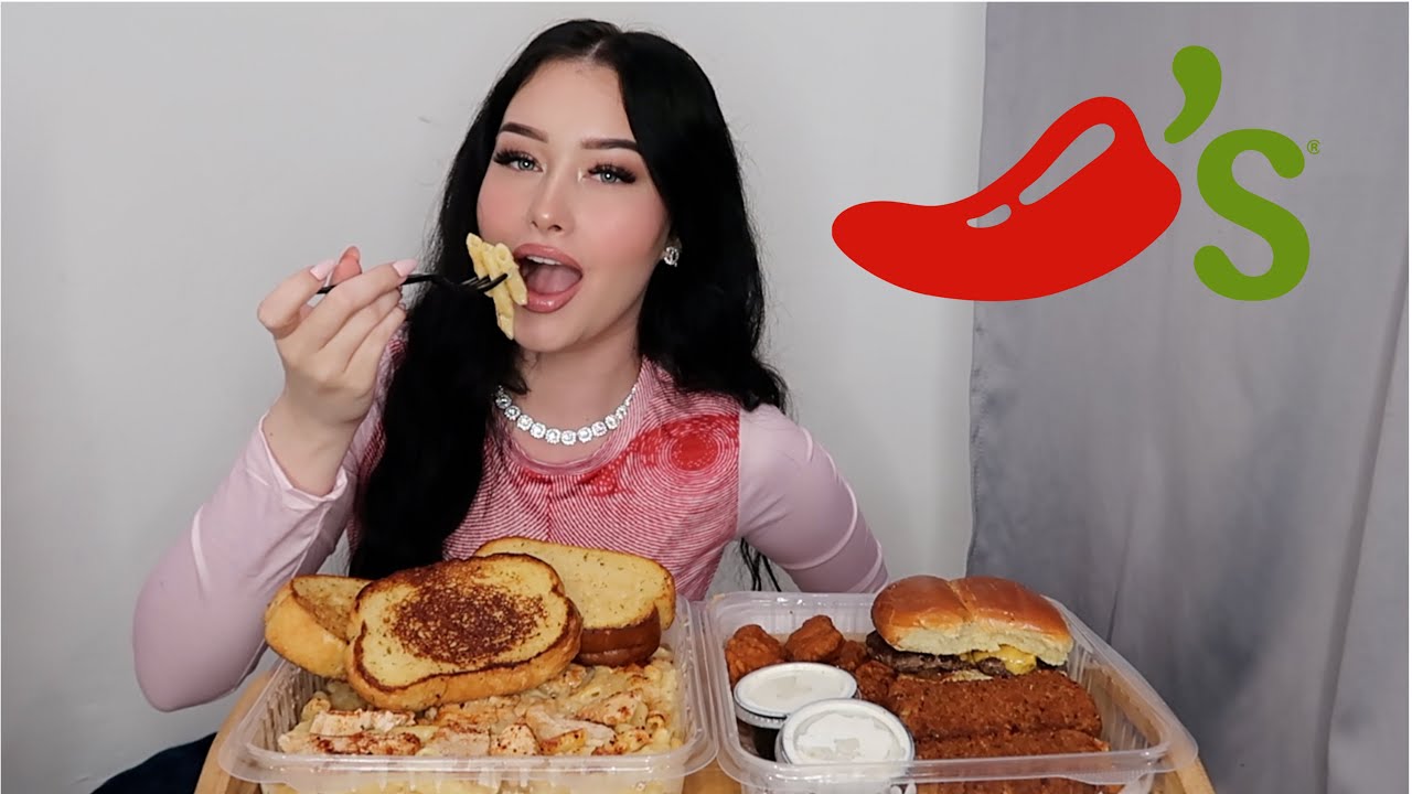 Чили мукбанг | Паста с курицей по-каджунски, куриные крылышки без костей, кусочки бургера и жарен...