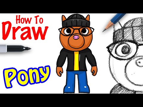 COMO DESENHAR O PONY DO PIGGY ROBLOX, como dibujar a pony de piggy roblox