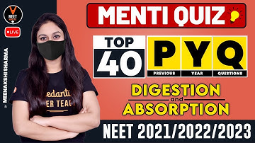 Top 40 Previous Year NEET Questions Of Digestion And Absorption Class 11 | NEET 2021 | NEET Biology