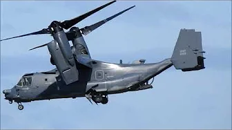 Bell Boeing V-22 Osprey hovering at RM Condor Arbroath Scotland
