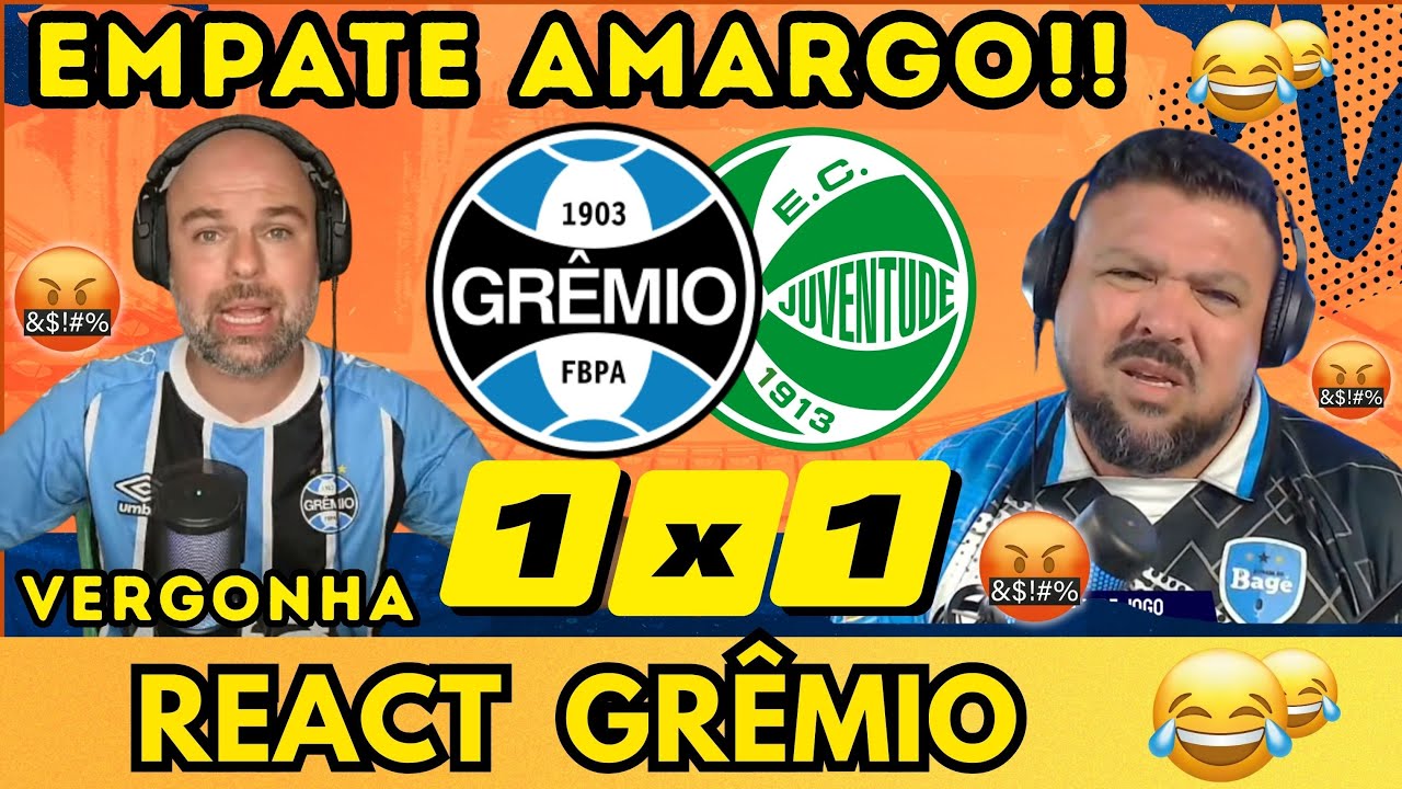 REAÇÕES GREMISTAS - GRÊMIO 1X1 JUVENTUDE - REACT GRÊMIO - GAUCHÃO 2026 - VAMOS RIR DO BAGÉ E CARECA😂