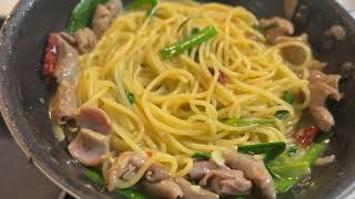 Pork offal perfection |Spaghetti all'aglio, olio e peperoncino con frattaglie di maiale