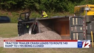 Mass. DOT officials shutdown RT 140 ramp to I-195 following rollover crash