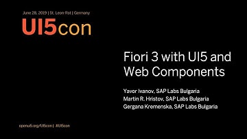UI5con@SAP 2019: Fiori 3 with UI5 and UI5 Web Components