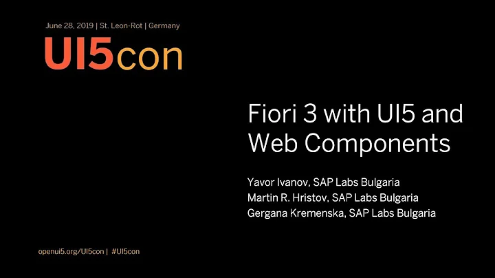 UI5con@SAP 2019: Fiori 3 with UI5 and UI5 Web Components