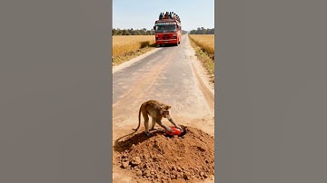 Brave Monkeys Sow Seeds Of Hope While Humans Spread Destruction!#monkey #cow #shorts#animals #pets