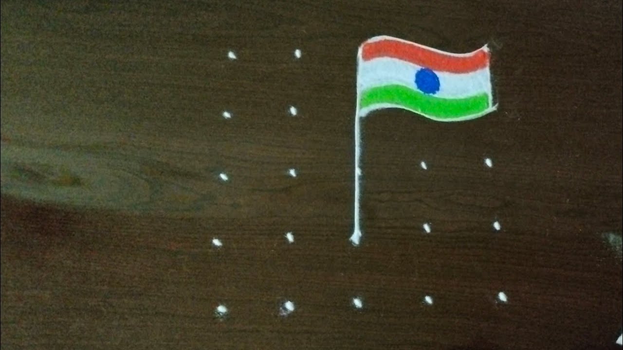 Indian flag rangoli design with dots/republic day kolam/independence day rangoli