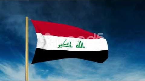 Iraq Flag Slider Style. Waving In The Win With Cloud Background Animation