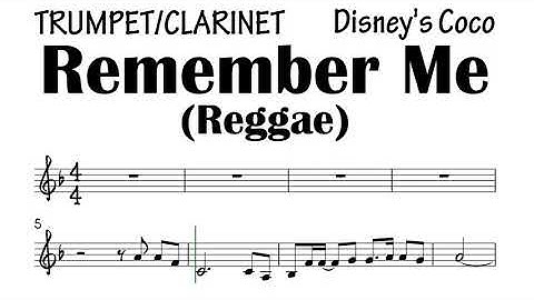 REMEMBER ME coco reggae Trumpet Clarinet Sheet Music Backing Track Play Along Partitura