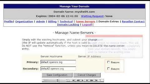 Making Domain Name Server (DNS) changes at OpenSRS.net