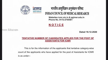 ICMR Assistant Group B 2020 - Total number of candidates applied from each category.