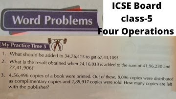 ICSE BOARD CLASS-5 Four Operations Words problem  Practice part-1