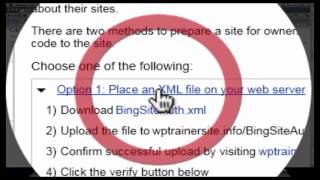 Bing Webmaster Tool Box Site Verification